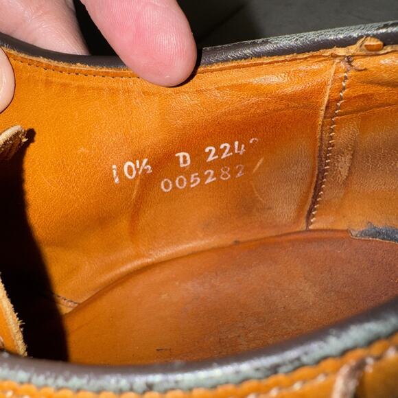 Vtg Allen Edmonds Concord Men\'s Walnut Tan Bicycle Toe Lace Up Men\'s 10.5D